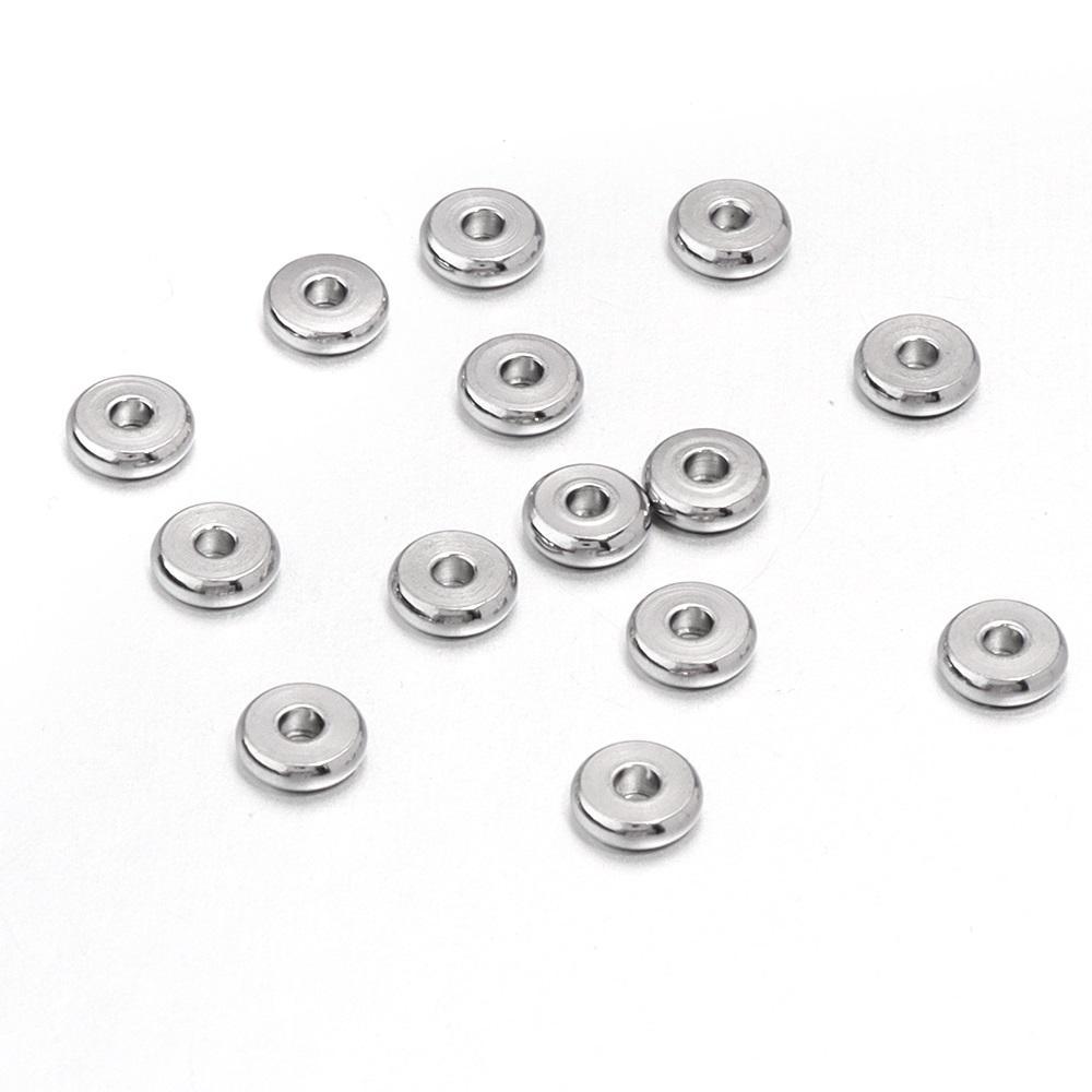 20/50Pcs Stainless Steel Spacer Beads Gold Color Wheel Loose Flat Round Bead For Jewelry Making Finding DIY Bracelet Accessories
