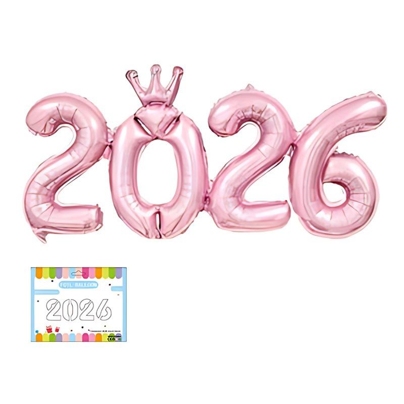 2026 New Year Crown Foil Balloon Shiny Aluminum Film Number Balloon For New Years Eve Party Decorations And Celebration