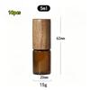 10Pcs 5ml 10ml 15ml Amber Clear Glass Roll On Bottles Natural Bamboo Wood Cap Sample Roller Ball Vials For Essential Oil Perfume