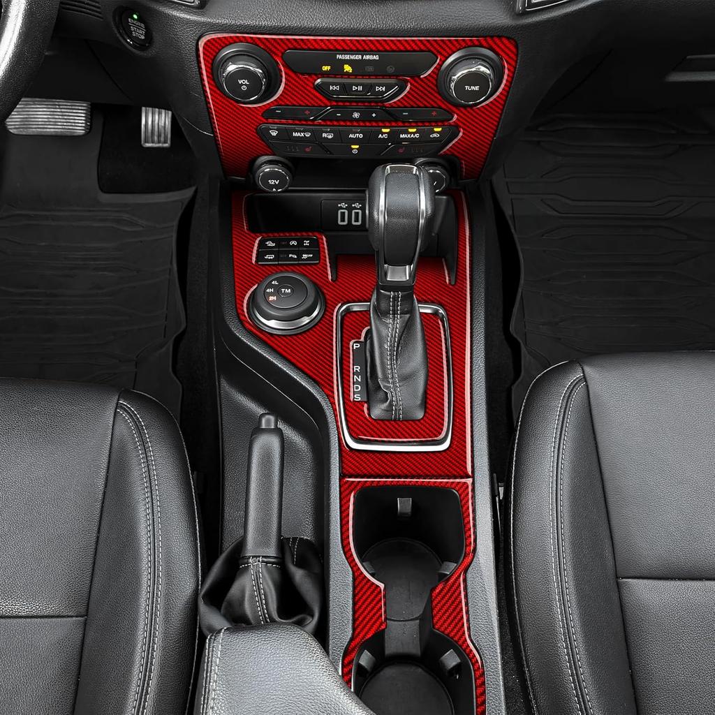Car Sticker Carbon Fiber Center Console Gear Shift Indicator Panel Cover Trim for Ford Ranger XLT Lariat XL      Decal Accessories Red