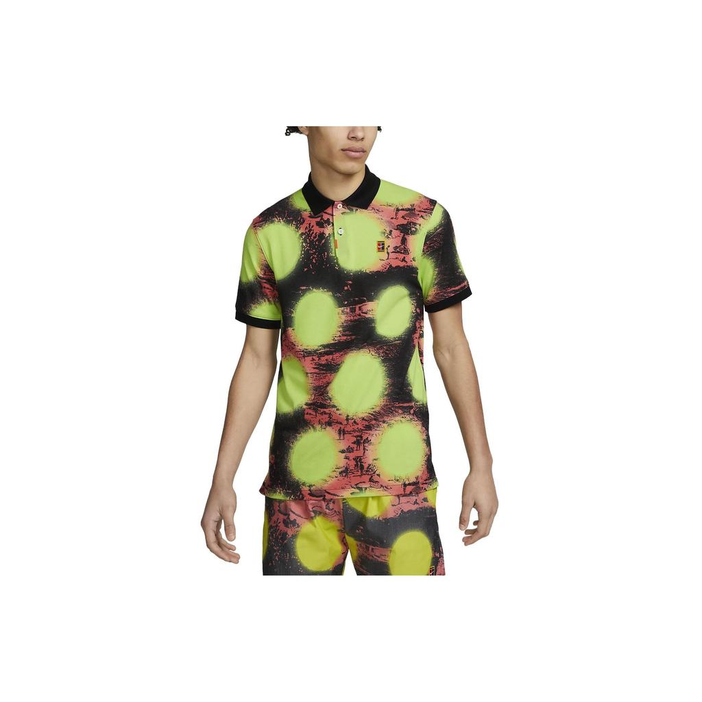 Nike Pattern Printed Short Sleeve Polo Shirt Men tops Black DV9048-702