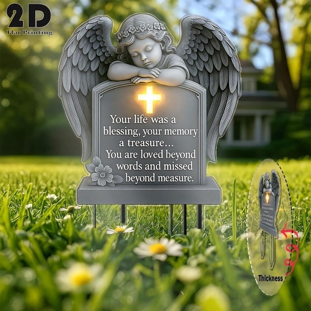 Angel Shaped Angel Garden Stake UV-Resistant Memorial Cherub Yard Sign  Adding Solemn Atmospheres