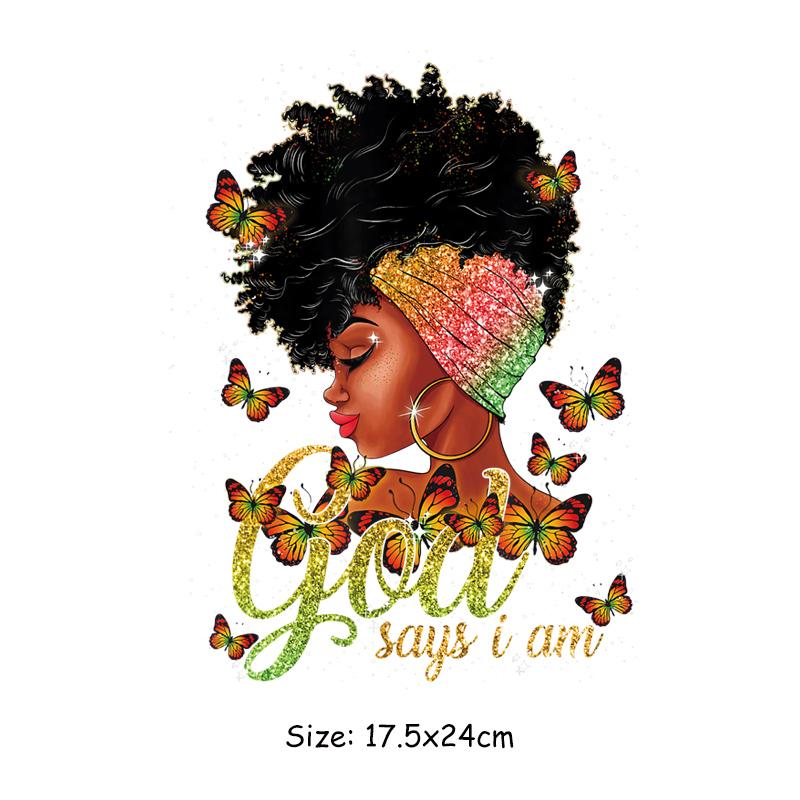 

Утюговые нашивки в стиле афро для девочек, черная женская футболка «сделай сам», Parches Ropa, термопереносные наклейки для одежды, термонашивки, принадлежности для рукоделия «сделай сам»