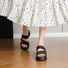 Lightweight, fashionable temperament, versatile one-word thick-soled slippers for women's summer wear 2025 new black height-enhancing cool slippers