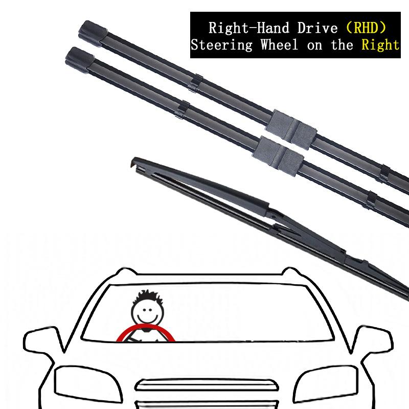 3x Pro Alfa Romeo 159 2005~2011 Sada stěračů předních zadních stěračů Sada stěračů Zadní okno Kartáče čelního skla Ostřikovače