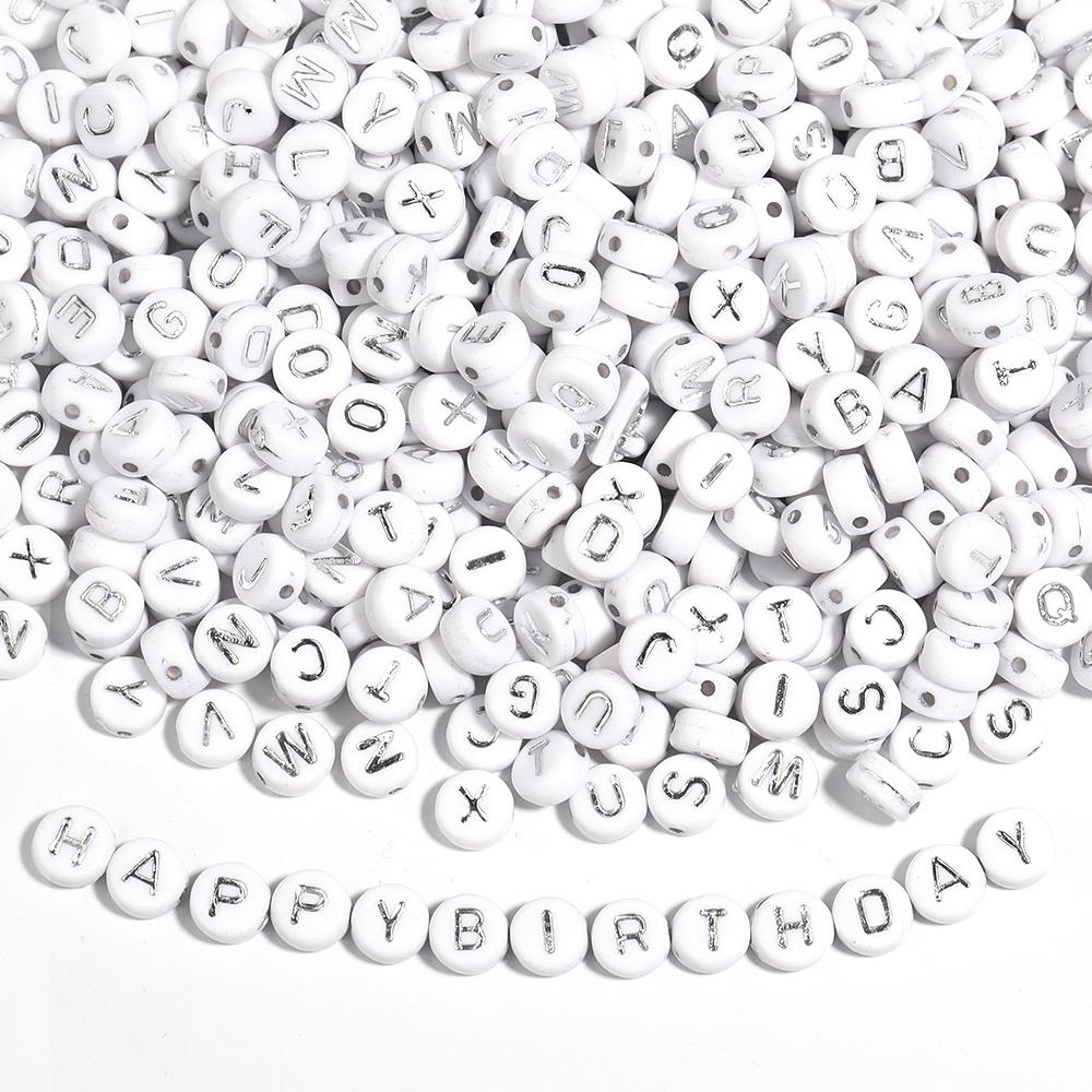 100pcs/lot 7mm Round Acrylic Letter Beads A-Z Alphabet Beads Loose Beads For DIY Bracelet Necklace Keychain Jewelry Making