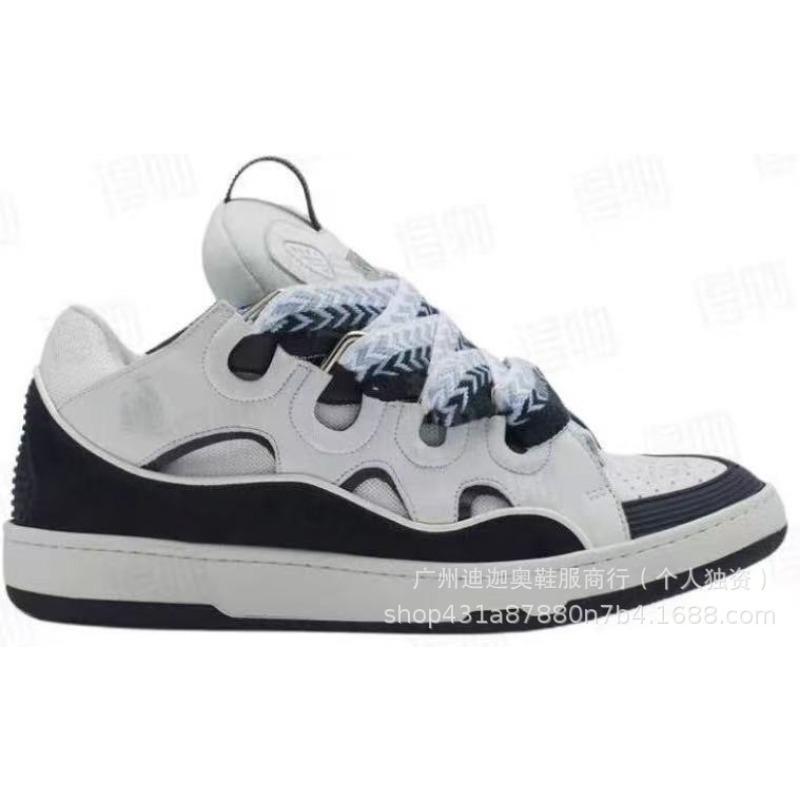 Leather Splicing Casual Shoes Trendy Sports Shoes Men's and Women's Board Shoes Bread Shoes