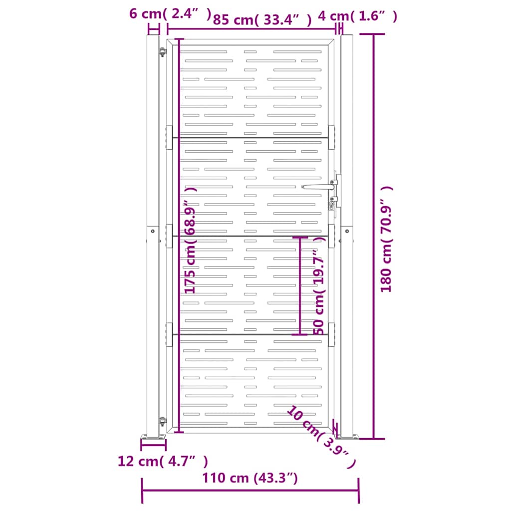 Garden Gate Anthracite 100 X 175 Cm Steel Square Design