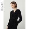 LANGZI French Style Velvet Slim-Fit Dress
