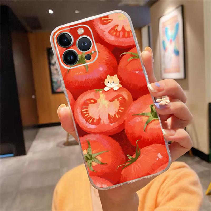 Phone Case For Iphone 17ProMax 17 Pro Air 16 15 14 13 Pro Max 16 15 14 13 Pro 15Plus Strawberry Fruit Cat
