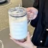 1L Large Capacity Glass Cup with Lid and Straw Transparent Drinking Glasses for Juice Water and Iced Coffee Cups Drinkware Mug