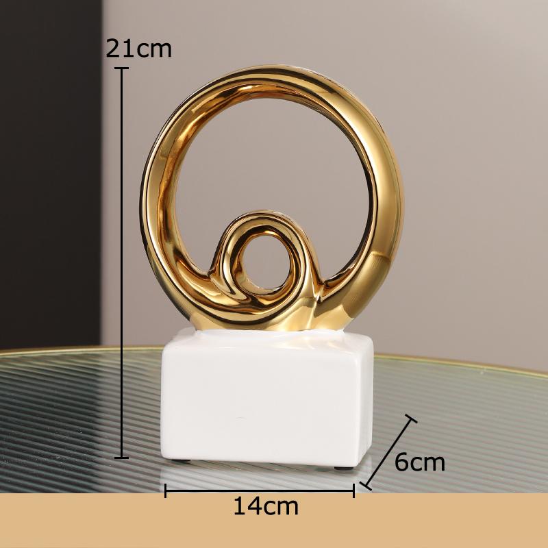 Gold Plated Endless Chain Abstract Artwork Ceramic Statue Desk Decoration Ornaments Chain Sculpture Room Aesthetics Decor