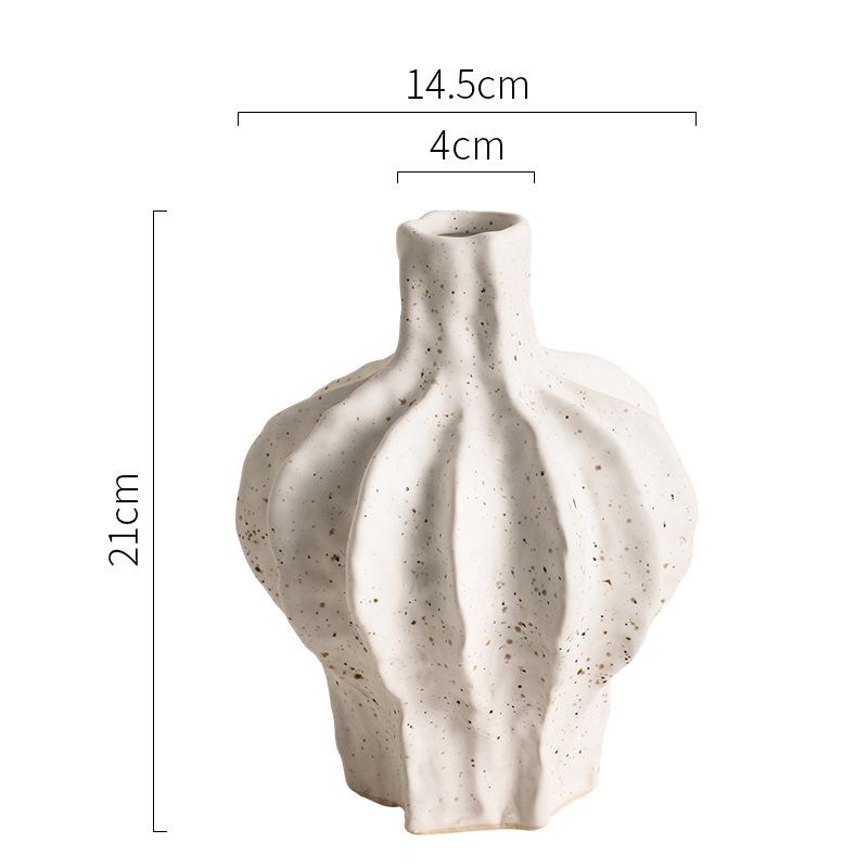 Zen Retro Handmade Rough Pottery Matte White Ceramic Vase Ornaments Home Study Accessories Tea Room Homestay Decoration Crafts