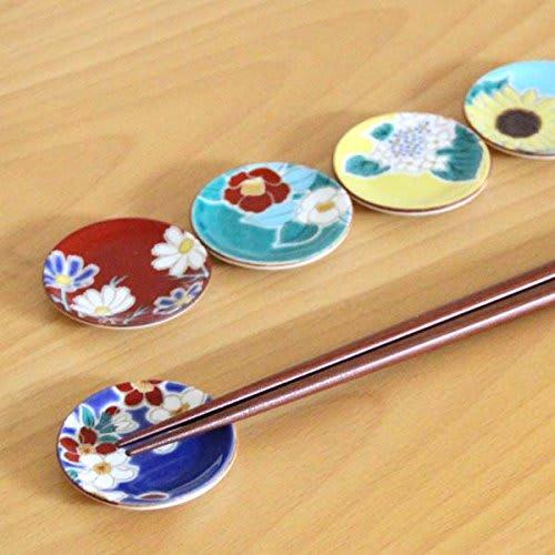 (While supplies last) Kutani Ware Seikogama Princess Plates (Set of 5) Four Seasons Flowers Chopstick Rests, Miniature Small Plates