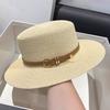 Casual Flat Top Hat Straw Buckle Hat New Visor Cap  Summer