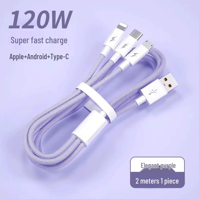 Xueen 120W Fast Three-in-One Multi-Head Charging Cable, 66W Car Compatible, for Apple Devices.