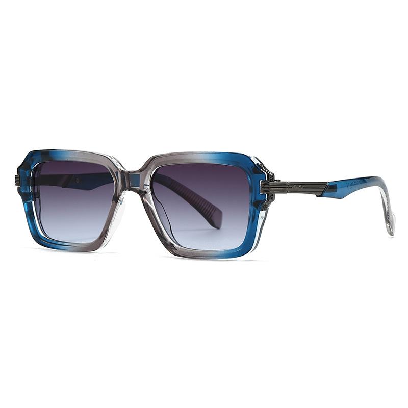  Retro Square Men Double Color Sunglasses Fashion Rivets Women Blue Gradient Shades UV400 Trending Punk Sun Glasses