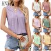 Women's Fashion Casual Solid Color Print Sleeveless V Neck Blouses & Shirts