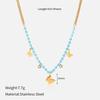Blue beaded necklace for women, gold butterfly heart-shaped pendant, collarbone chain, niche design that doesn't fade