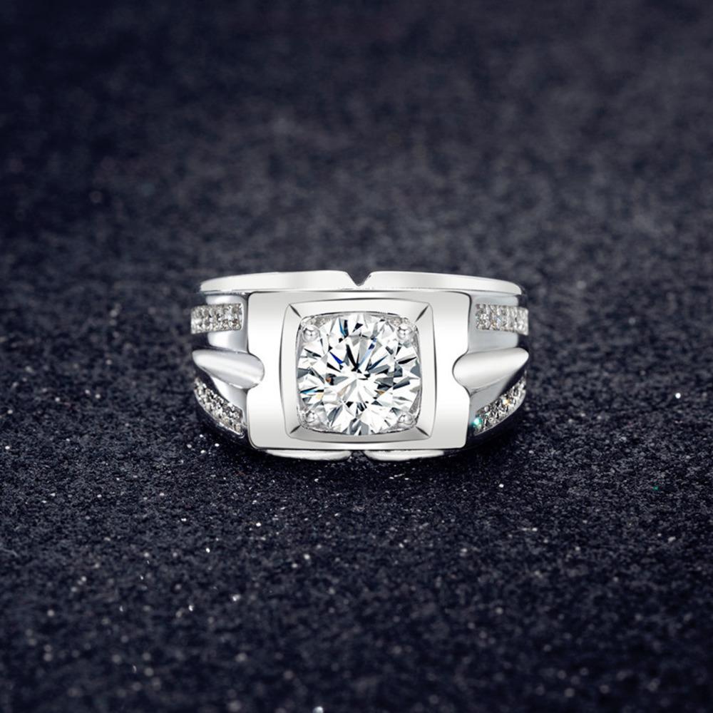 Wosikate Korean Square Zirconia Ring For Men Trendy Domineering Copper Fashion Jewellery Finger Ring Adjustable