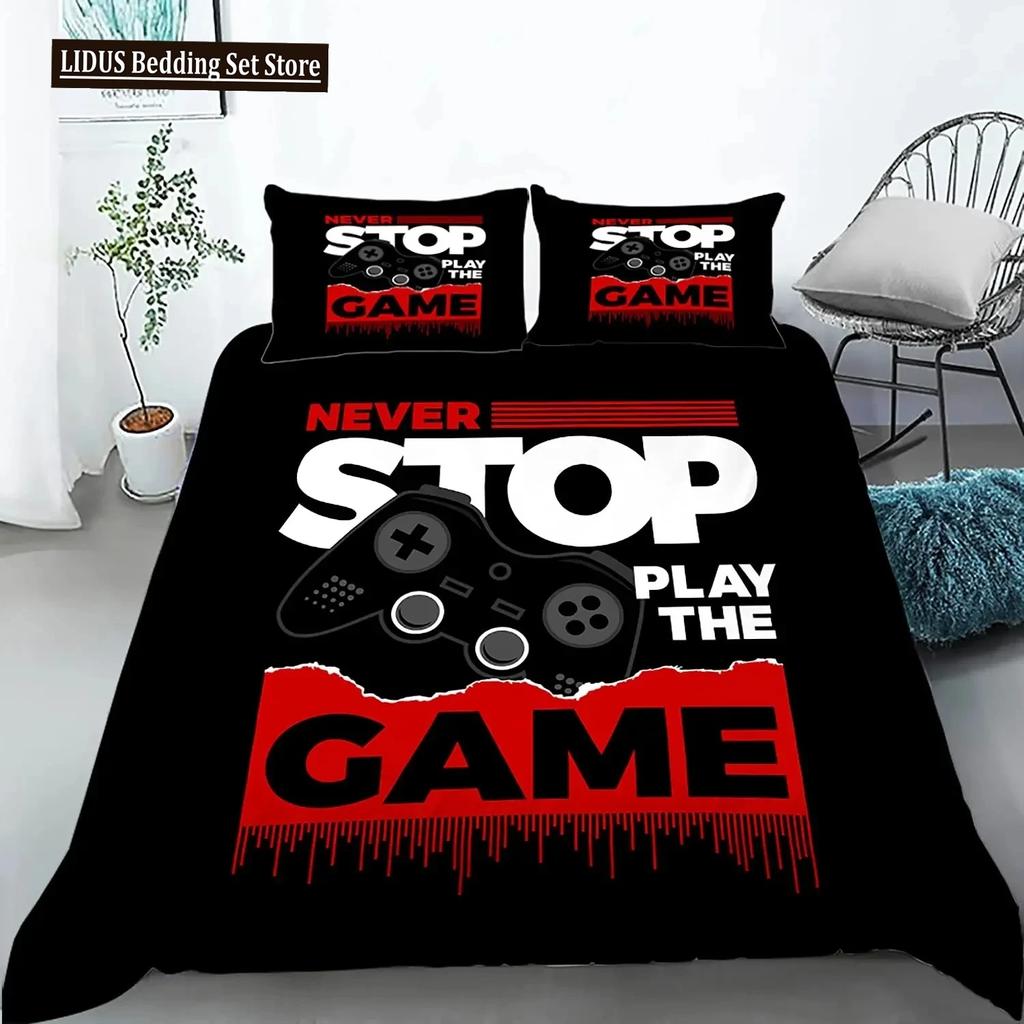Gaming Duvet Cover Set Gamer Room Decor For Boys Teen Video Games Twin Bedding Set Microfiber Gamepad Let's Play Quilt Cover