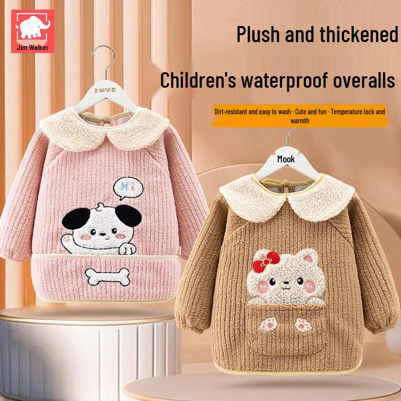 Autumn/Winter Unisex Baby Coverall - Thick Coral Fleece, Waterproof, Stain-Resistant, Soft and High-Quality Design