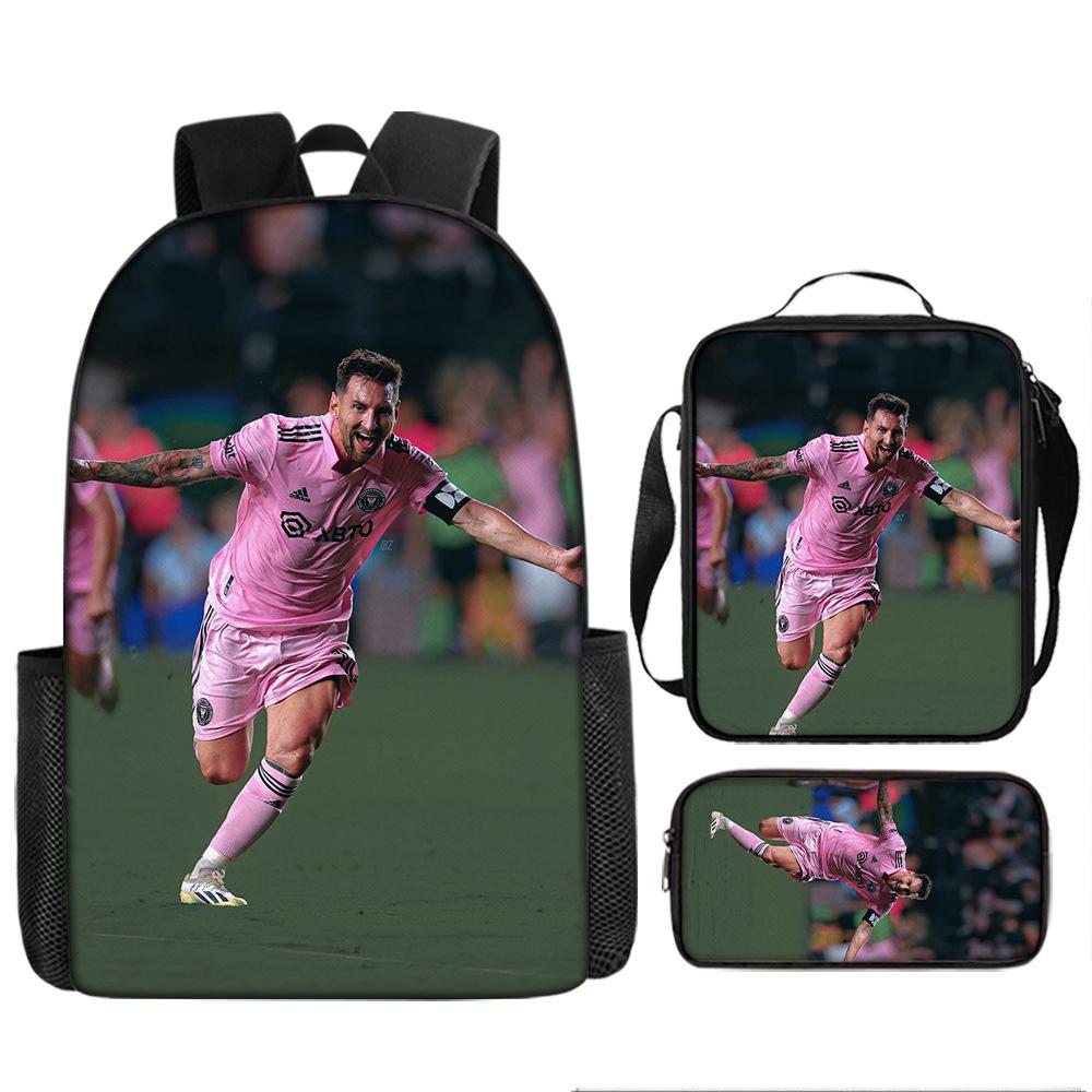 Football Schoolbag Three-Piece Backpack Pencil Bag Satchel Package Primary And Secondary School Students Schoolbag