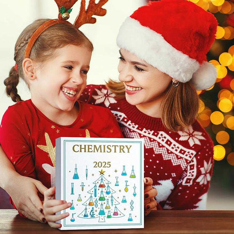 

24 Days Of Chemistry Christmas Surprise Gift Box, Science Themed Advent Calendar With 24 Lab-Inspired Decorations