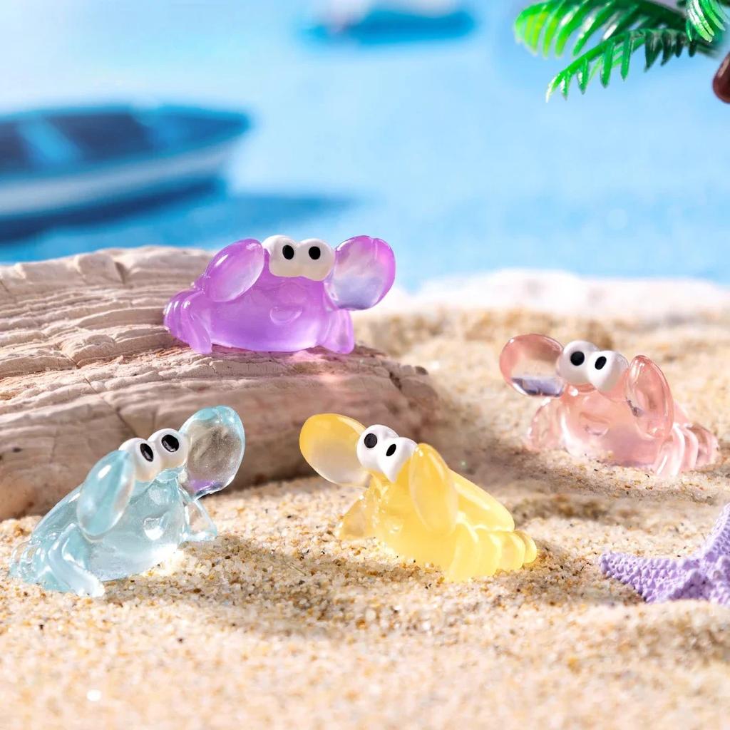 50Pcs Luminous Mini Crab Figurines Resin Freestanding Ocean Animal Decor Diy Dollhouse & Aquarium Landscape For Home Decor