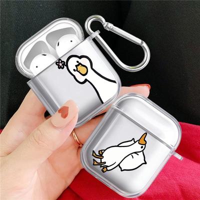 Funda linda de PATO Para Airpods 2 1 Pro2 4 Pro Pro3 3 Fundas transparentes para auriculares Cubierta