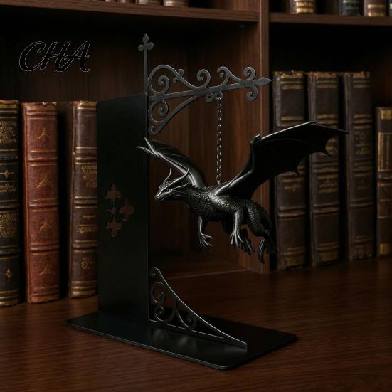 Dekorative Buchstützen für Schreibtisch Magische schwebende Drachen Bücherregal Lampe, Warmes LED Nachtlicht, Fantasy Dekor Bibliothek Leseecke Dekor, Einzigartig