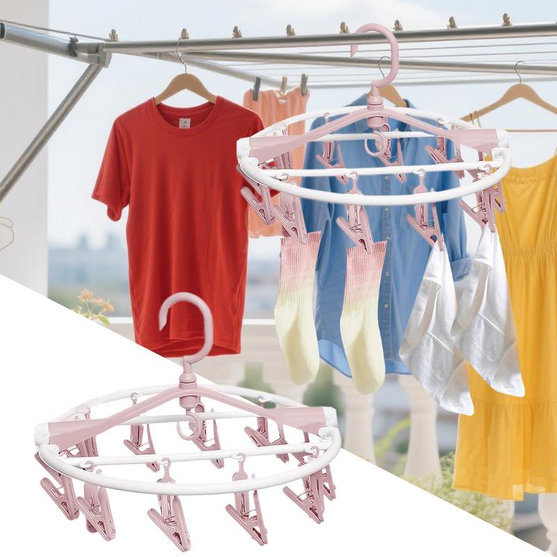 Sock Drying Rack Laundry Space Saver 20 Clips Hanger Portable Folding Round Sock Rack For Bathroom Outdoor Patio Dorm Closet