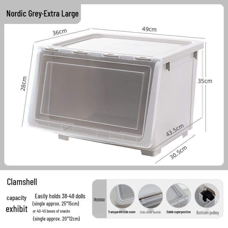 Side-Opening Extra-Large Stackable Plastic Storage Box for Living Room Toys