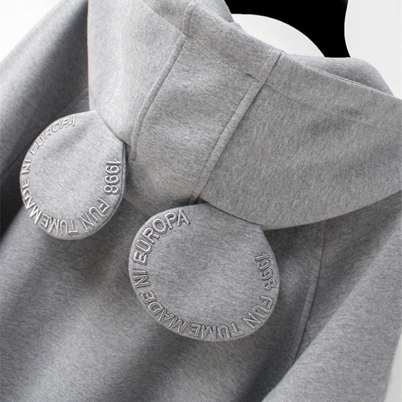 Mid Length Mickey Ear Hoodie Women's Casual Spring Autumn Longline Hooded Top