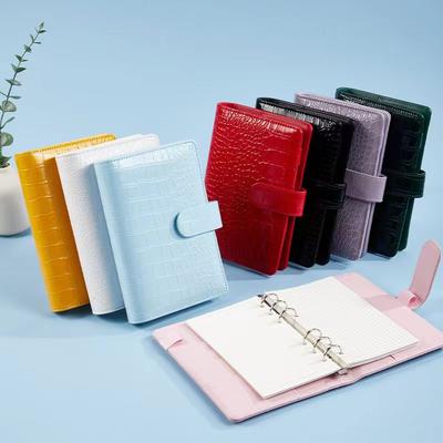 2026 New Crocodile Color 6 Ring Binder PU Clip-on Notebook Leather Loose Leaf Notebook Cover Notebooks Journal Stationery
