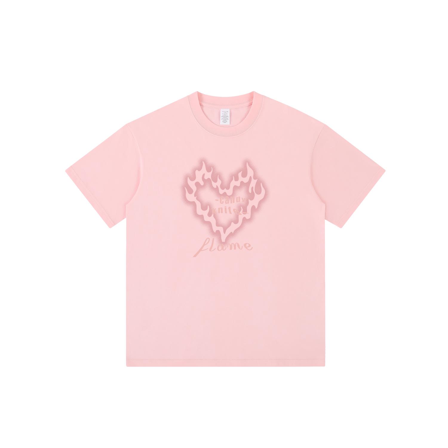 

Guochao Heart Print Loose Fit Crew Neck Short Sleeve Top 2XL