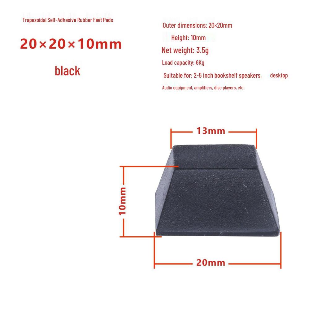 Silicone Vibration Damping Speaker Foot Pads - Anti-slip, Shock Absorbing, Self-Adhesive, Trapezoidal Design for Amplifiers