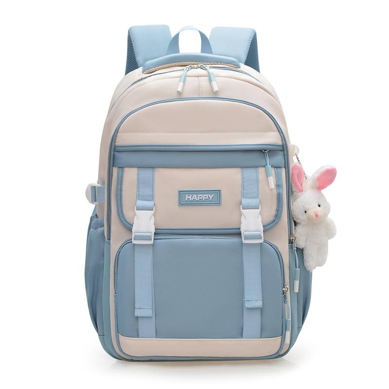 

The new schoolbag is a simple color matching large-capacity backpack, a lightweight and versatile casual student schoolbag for junior and high schools синій