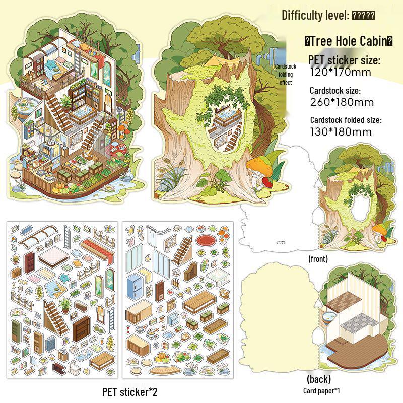 Infeel.Me My Little House 3D Scenery Stickers - Miniature Two-Layer Quiet Book Series