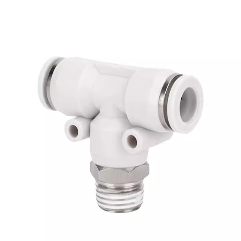 Pneumatic T-Type Threaded Air Hose Connector - MPB Sizes 4-12 M5/01/02/03