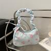 Gentle and sweet flower canvas bag women's new drawstring shoulder bag high value floral bow armpit bag
