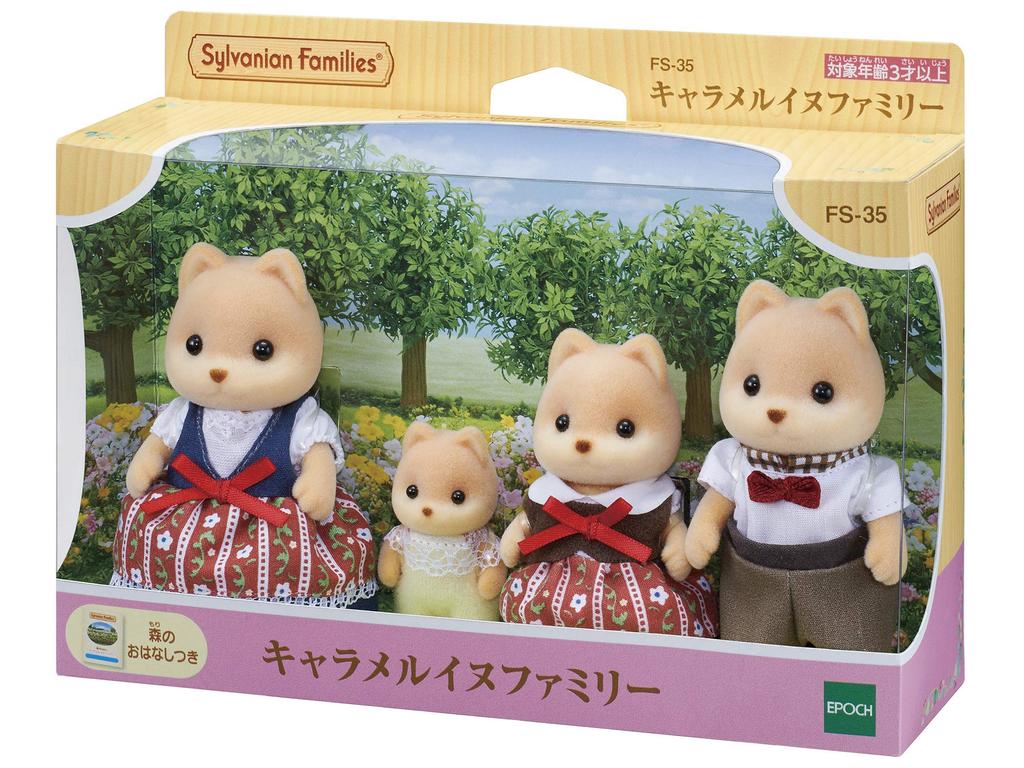 Sylvanian Families Dolls Dog ST Mark Ages 3 and Toy Sylvanian Epoch [Caramel Family] FS-35 Certified, Up, Dollhouse, Families,