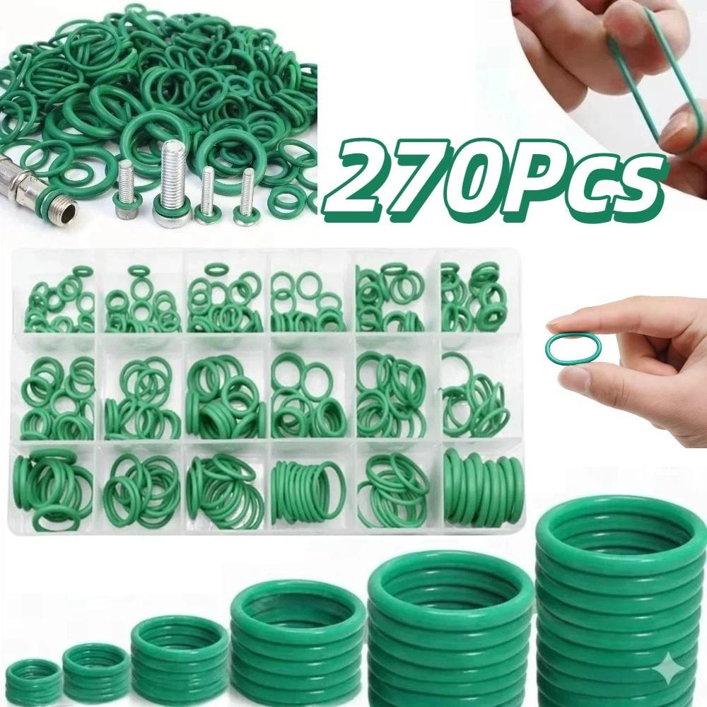 270Pcs 18 Sizes Rubber O-Ring Gasket Heat-resistant Car O-Ring Rubber Ring Kit  Refrigerant System