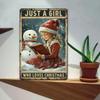 Vintage Metall Blechschild Nur Ein Mädchen Das Weihnachten Liebt Schneemann Wanddekoration Robust Retro Feiertagsdekoration 8x12 Zoll Innen Außen Einfach Aufhängen