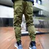 Men's Casual Pants, Black Drawstring Cargo Pants, Loose Pants, Straight American Overalls