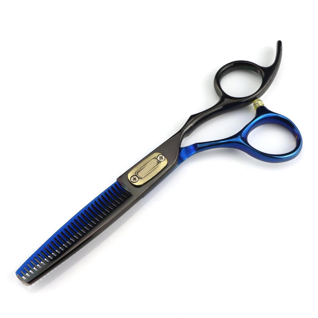 6.0-Inch FHS-11 Black Blue Hairdressing Scissors for Bangs and Barbering