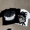 T-shirt en coton à imprimé graphique vintage à grand visage pour homme Y2K été manches courtes vintage surdimensionné streetwear femme hauts