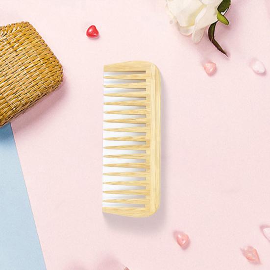 Natural Bamboo Wide Tooth Hair Comb for Women Men Anti-Static Afro Fork Comb Detangler Brush for Curly Wet Dry