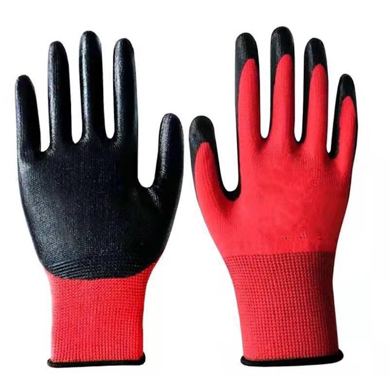 Non-slip Wear-resistant Breathable Nitrile Gloves Industrial Labor Building Construction Safety Non-slip Work Gloves