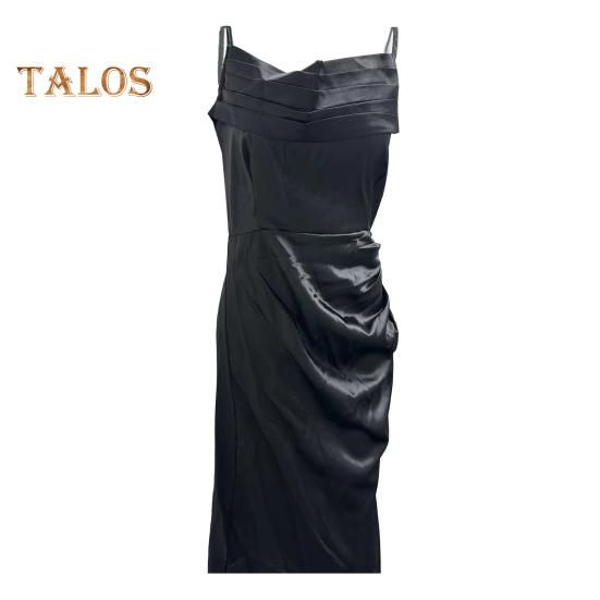 Dámské večerní šaty Skvrna na bocích rozparku Skládaný na zádech Slim Fit Špagetový pásek Maxi šaty Nízký výstřih s výstřihem bez rukávů do A na svatební hostinu